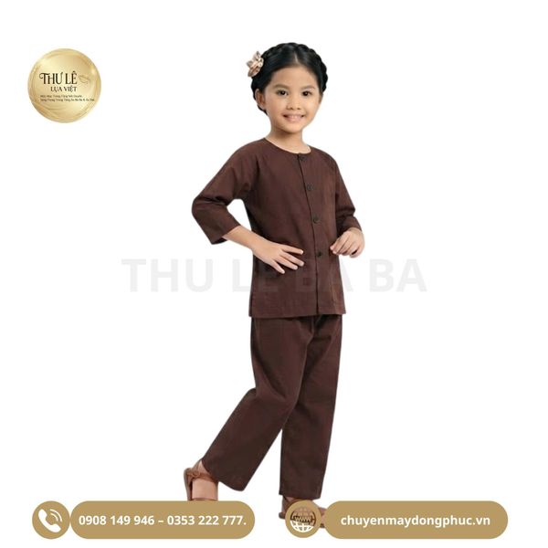 Bộ Đồ Bà Ba Trẻ Em Màu Nâu May Sẵn