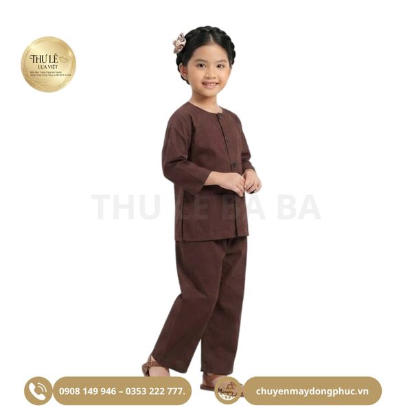 Bộ Đồ Bà Ba Trẻ Em Màu Nâu May Sẵn