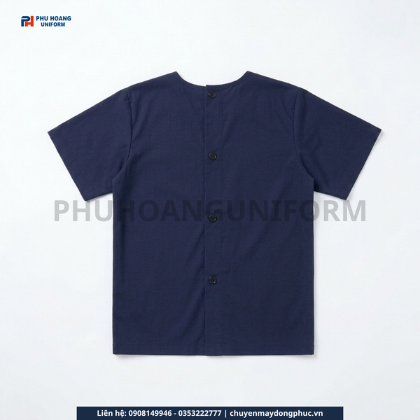 Bộ Spa Nút Sau Lưng Màu Xanh Navy