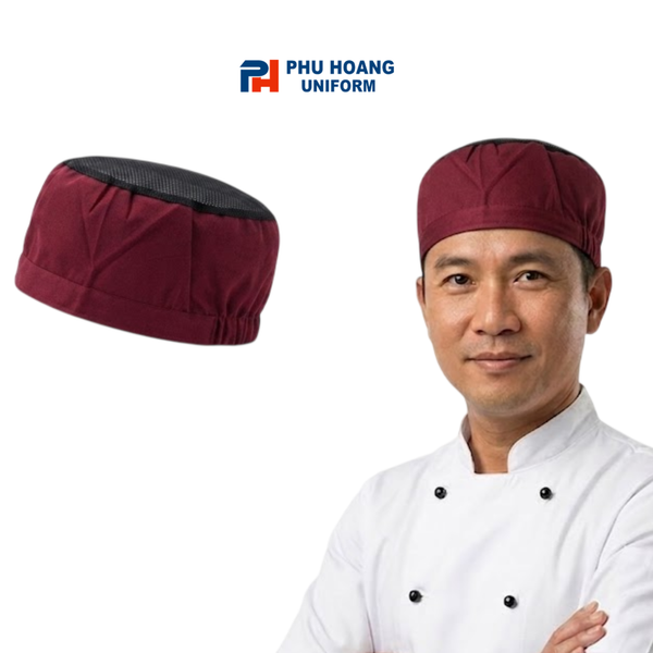 Nón Bếp Chóp Lưới Đỏ Đô Chun Sau