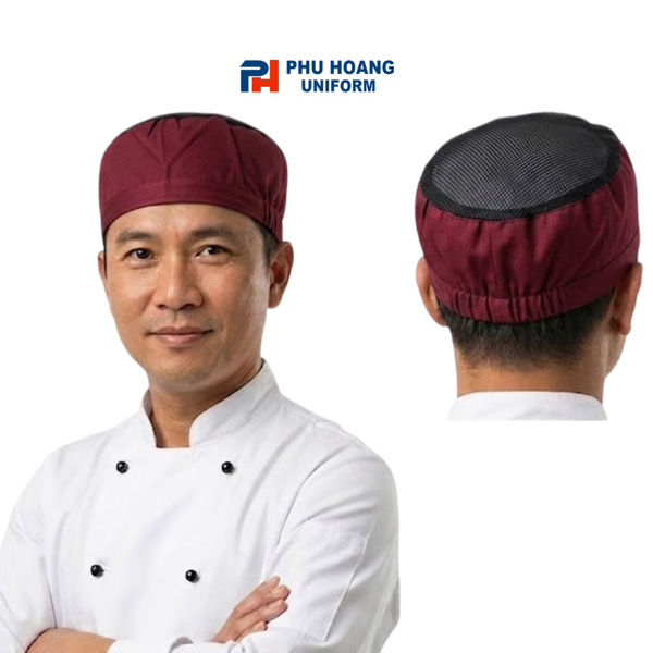 Nón Bếp Chóp Lưới Đỏ Đô Chun Sau