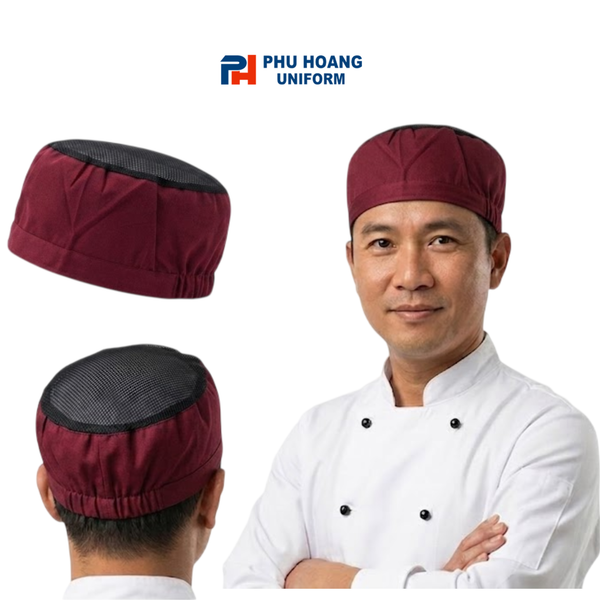 Nón Bếp Chóp Lưới Đỏ Đô Chun Sau