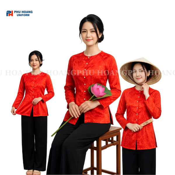 ÁO BÀ BA GẤM ĐỎ