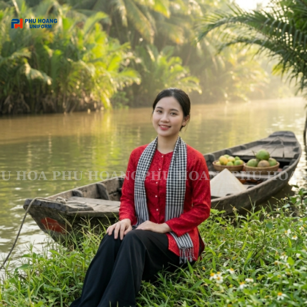 ÁO BÀ BA GẤM ĐỎ