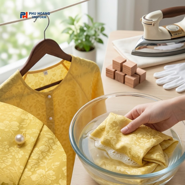 Hướng dẫn giặt áo bà ba gấm.