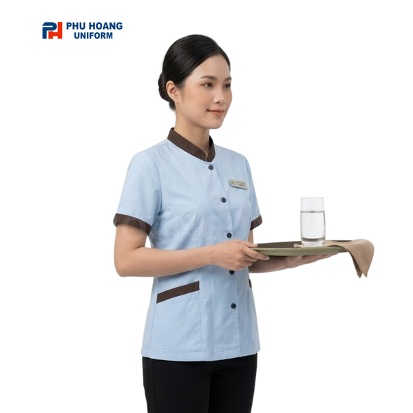 ÁO TẠP VỤ XANH NHẠT PHỐI VIỀN