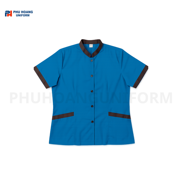 ÁO TẠP VỤ VIỀN MAU XANH DƯƠNG ĐẬM