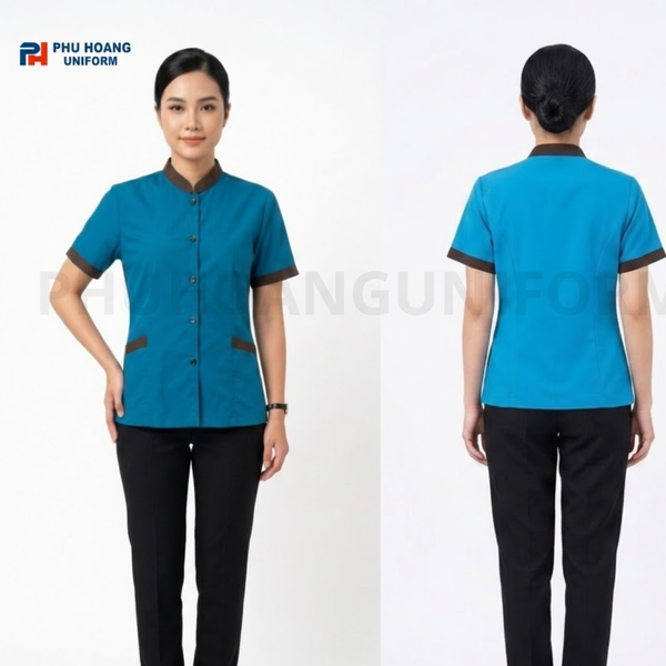 ÁO TẠP VỤ VIỀN MAU XANH DƯƠNG ĐẬM