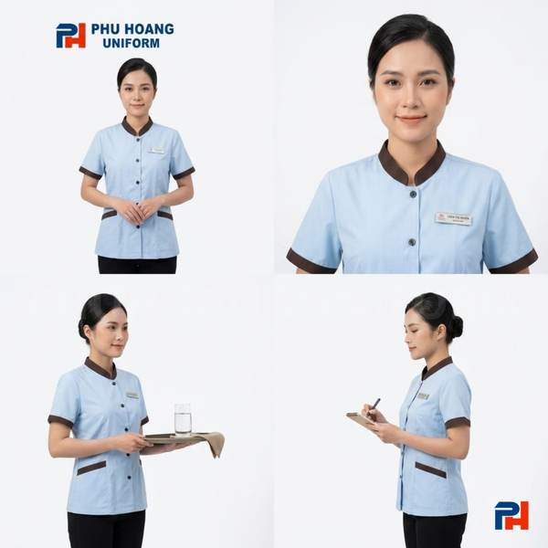 ÁO TẠP VỤ XANH NHẠT PHỐI VIỀN