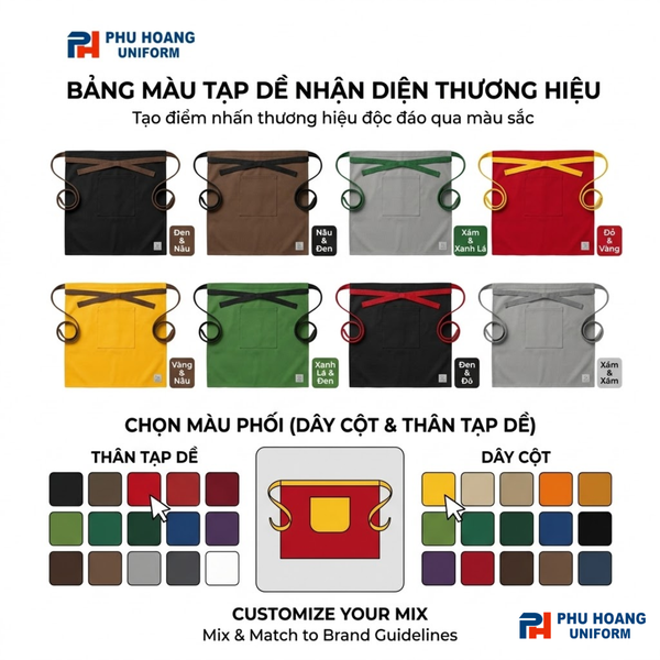 Bảng màu tạp dề cột ngang