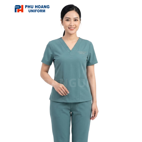 Đồng phục spa nhân viên dạng bộ quần áo liền nhẹ nhàng thoải mái tại Phú Hoàng Uniform