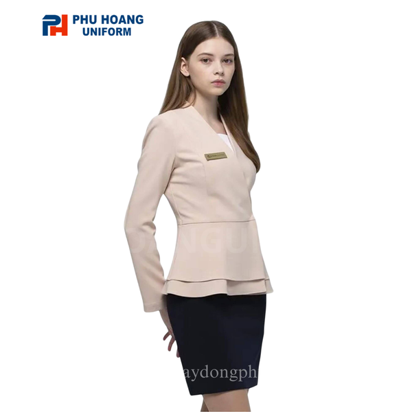Đồng phục lễ tân spa sang trọng ấn tượng 2026 tại Phú Hoàng Uniform