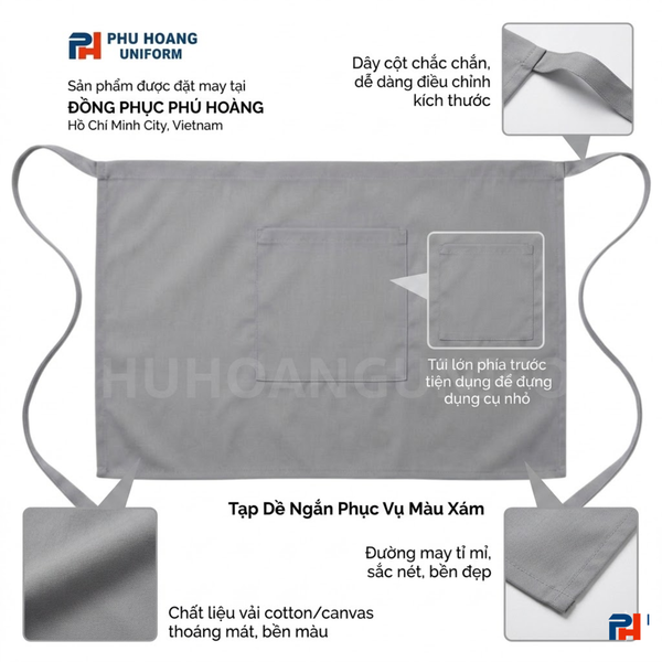 Tạp dề cột ngang 40 cm - Xám xi măng