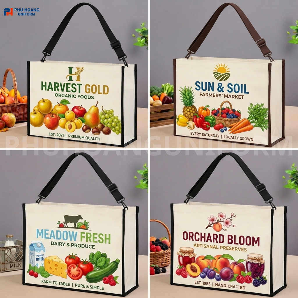 Túi Vải Bố Đáy Hộp Quai Vai Điều Chỉnh – In Logo