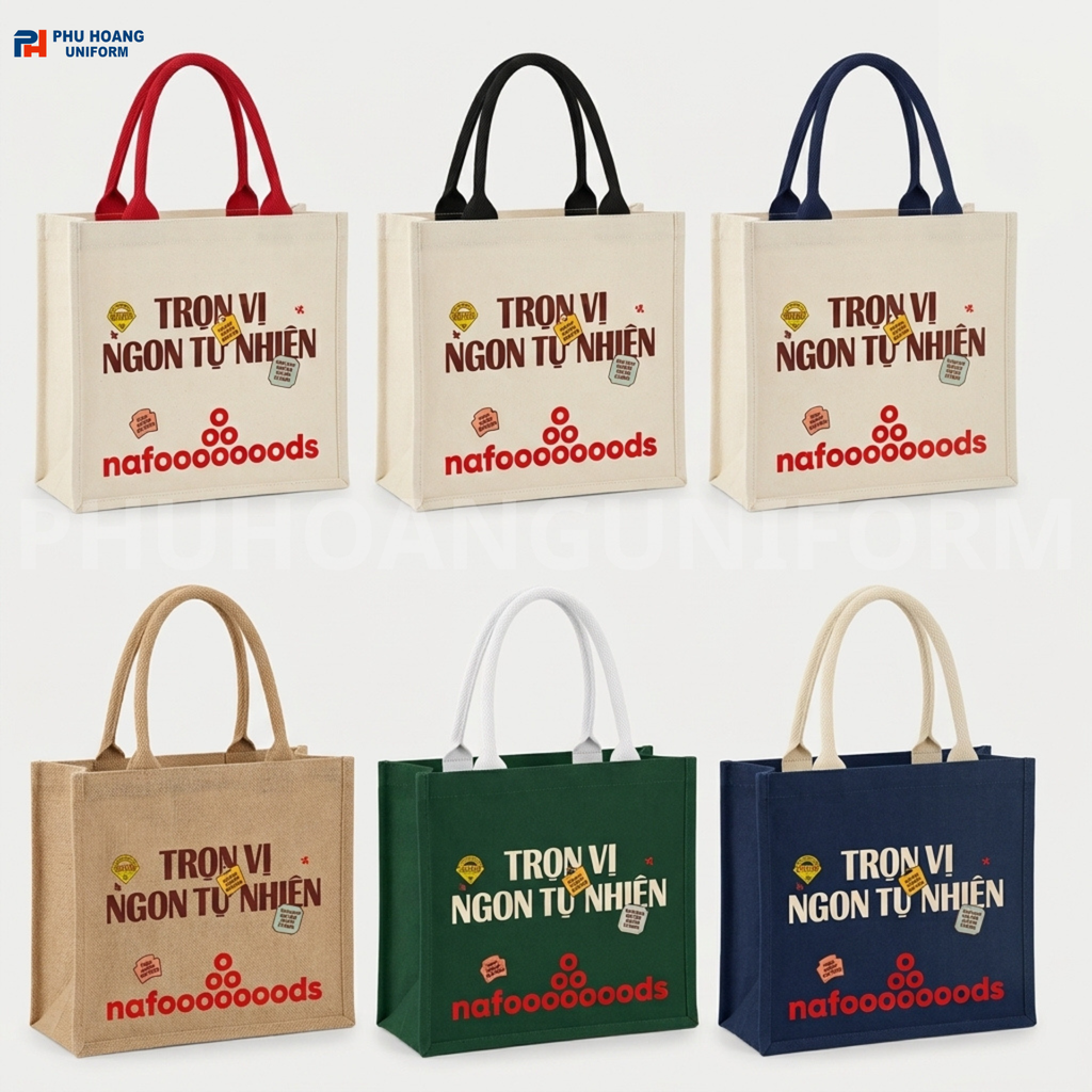 Túi Vải Bố Quai Tròn To – In Logo Sản Phẩm Theo Yêu Cầu