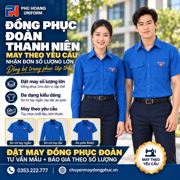 Đồng phục đoàn thanh niên&nbsp;may theo yêu cầu số lượng lớn in logo