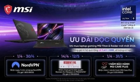 CTKM khi mua MSI Raider & Titan 2026 nhận ngay bộ quà 7.600.000 đồng