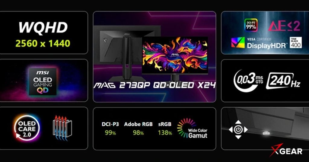 đặc điểm nổi bật của Màn hình MSI MAG 273QP QD-OLED X24