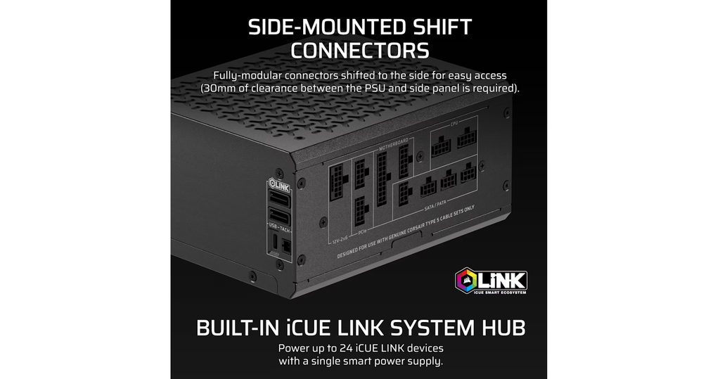 Nguồn máy tính Corsair HX1000i SHIFT 1000W 80 Plus Platinum CP-9020265-NA các cổng kết nối