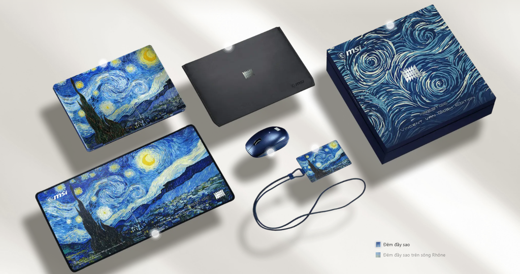 laptop msi prestige 14 flip ai vincent van gogh edition the starry night 295vn phụ kiện kèm theo
