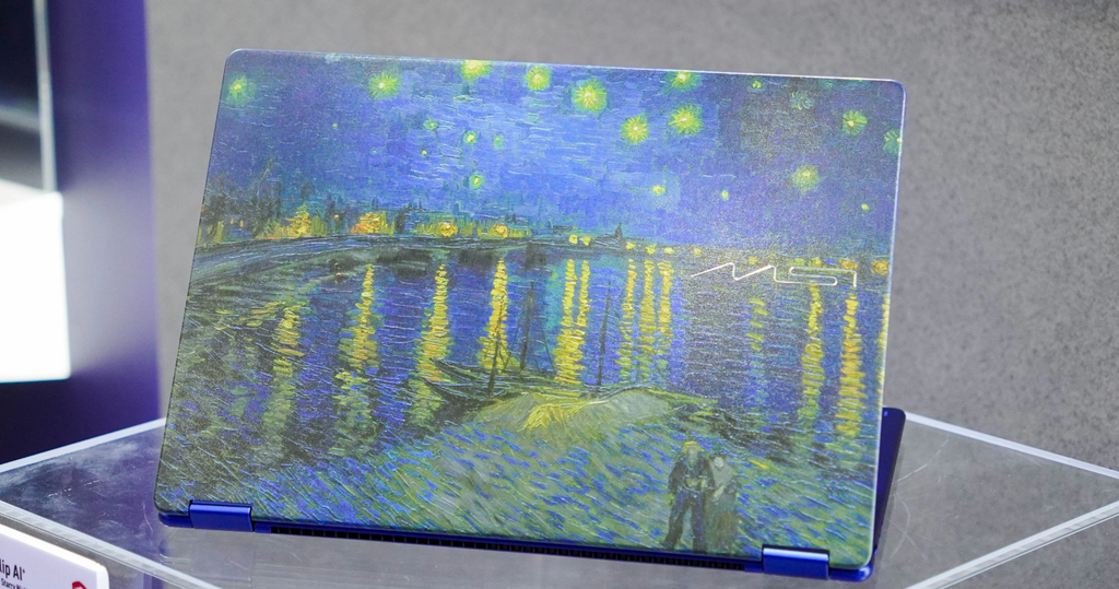 laptop msi prestige 14 flip ai vincent van gogh edition starry night over the rhone 260vn nắp laptop