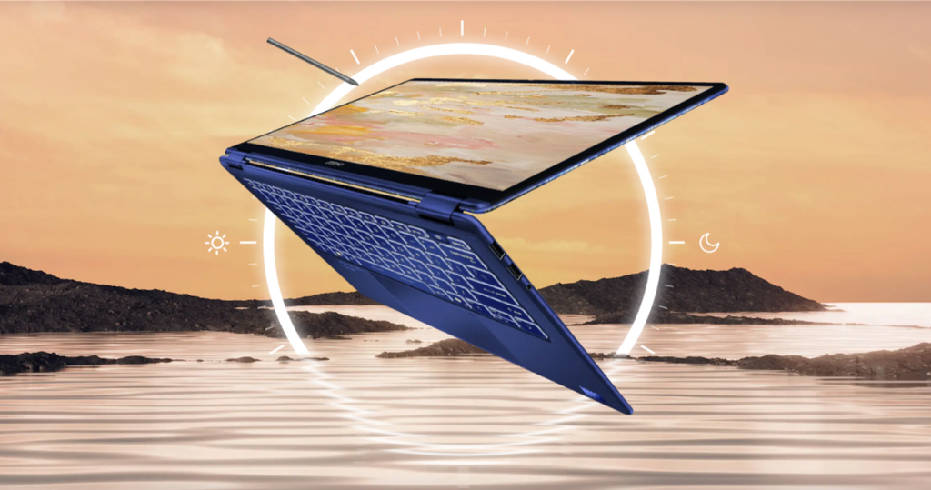 laptop msi prestige 14 flip ai vincent van gogh edition starry night over the rhone 260vn gập 360 độ và bút nano đi kèm