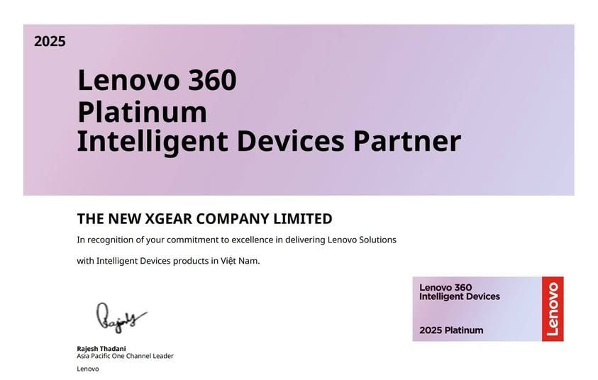 chứng nhận đối tác lenovo của xgear