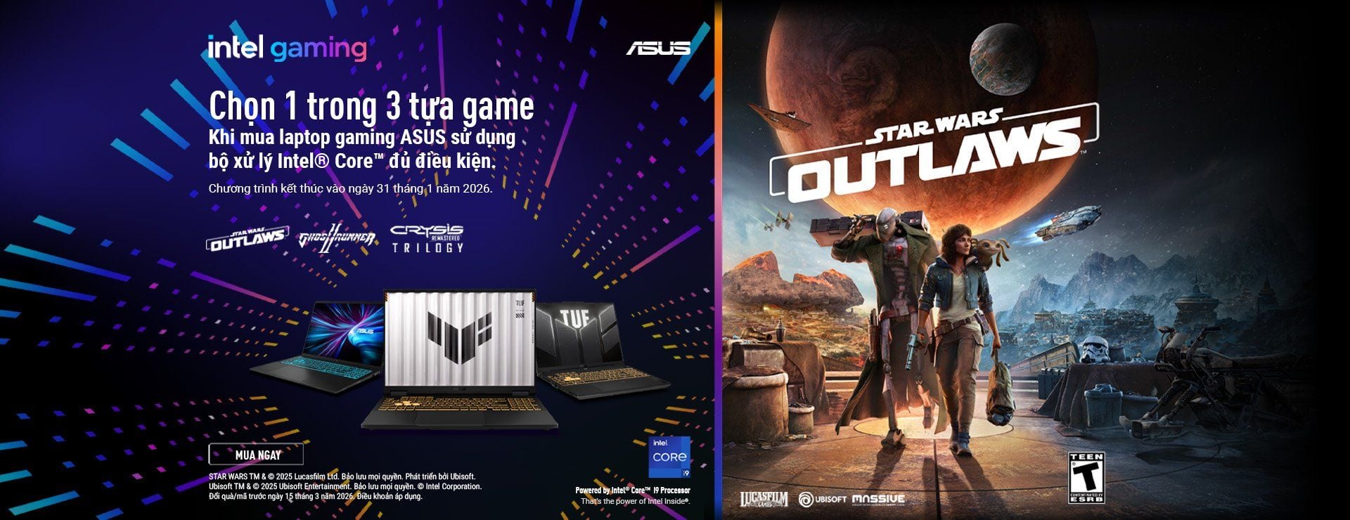 MUA LAPTOP GAMING ASUS TRANG BỊ BỘ VI XỬ LÝ INTEL CORE – CHỌN 1 TRONG 3 TỰA GAME HOT 