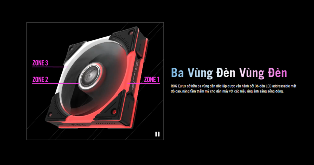vùng đèn led bo 3 fan case asus rog eurux gr120 argb