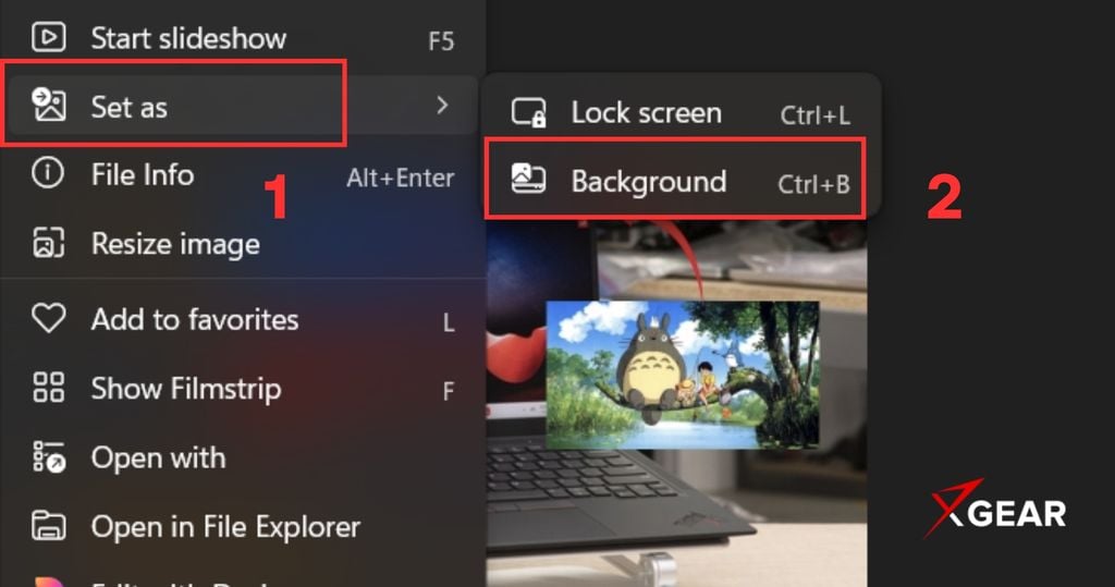 Đổi hình nền máy tính Lenovo bằng setup ảnh có sẵn