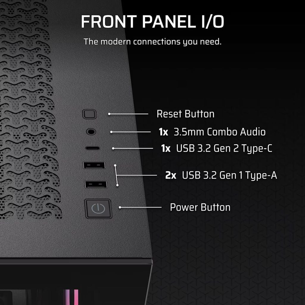 case corsair 3500x rs r argb cc 9011322 ww các cổng kết nối