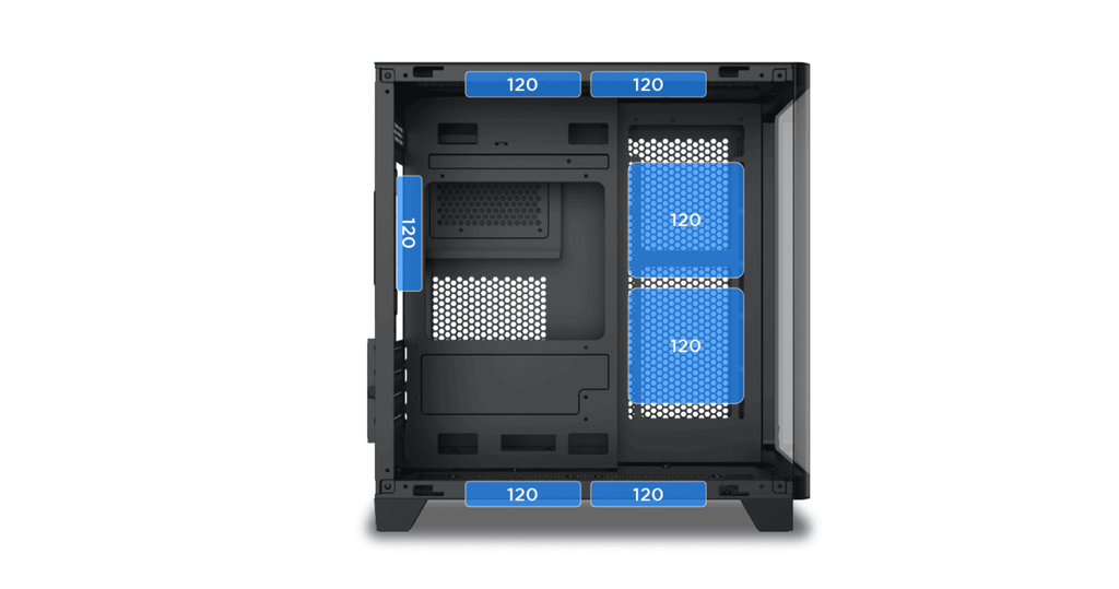 vị trí lắp quạt trong case xigmatek pano m nano en48456
