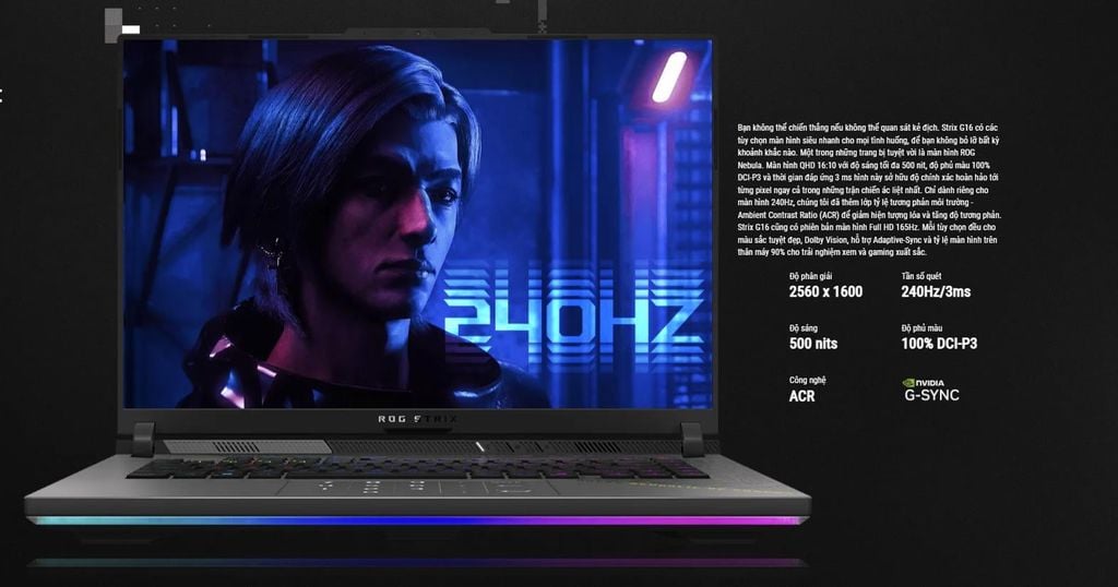 Laptop ASUS ROG Strix G16 G614PH-TS118W màn hình 240 Hz