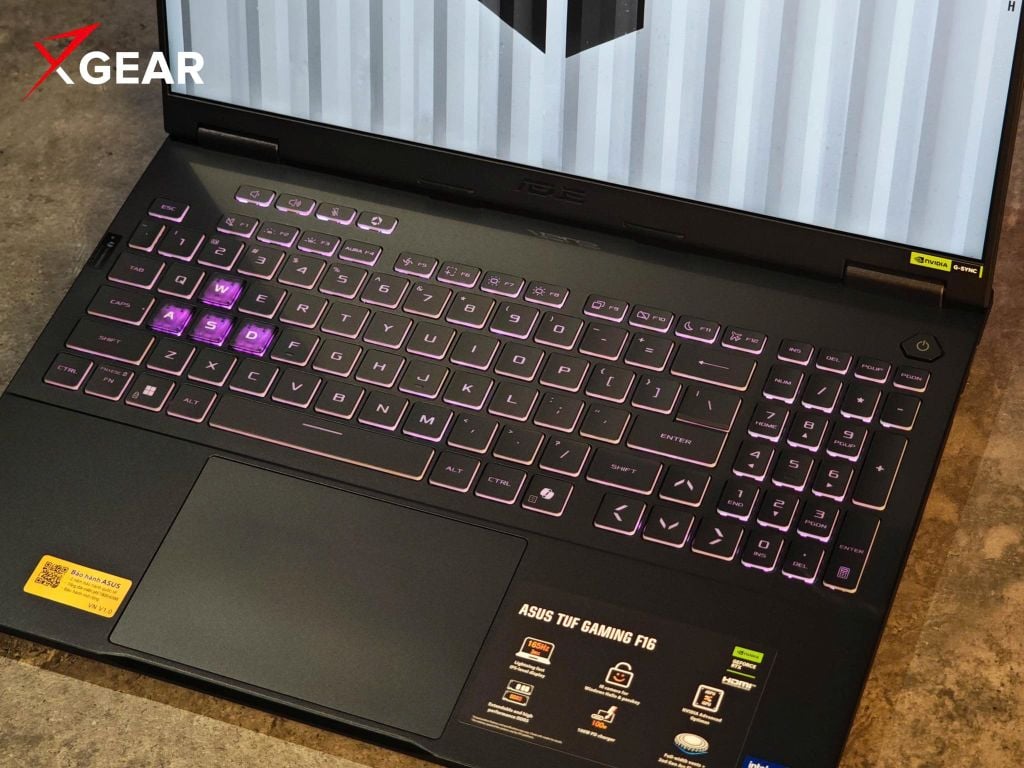 TUF Gaming F16 FX608JH-RV131W bàn phím full size 1 vùng RGB cho trải nghiệm gõ phím tối ưu