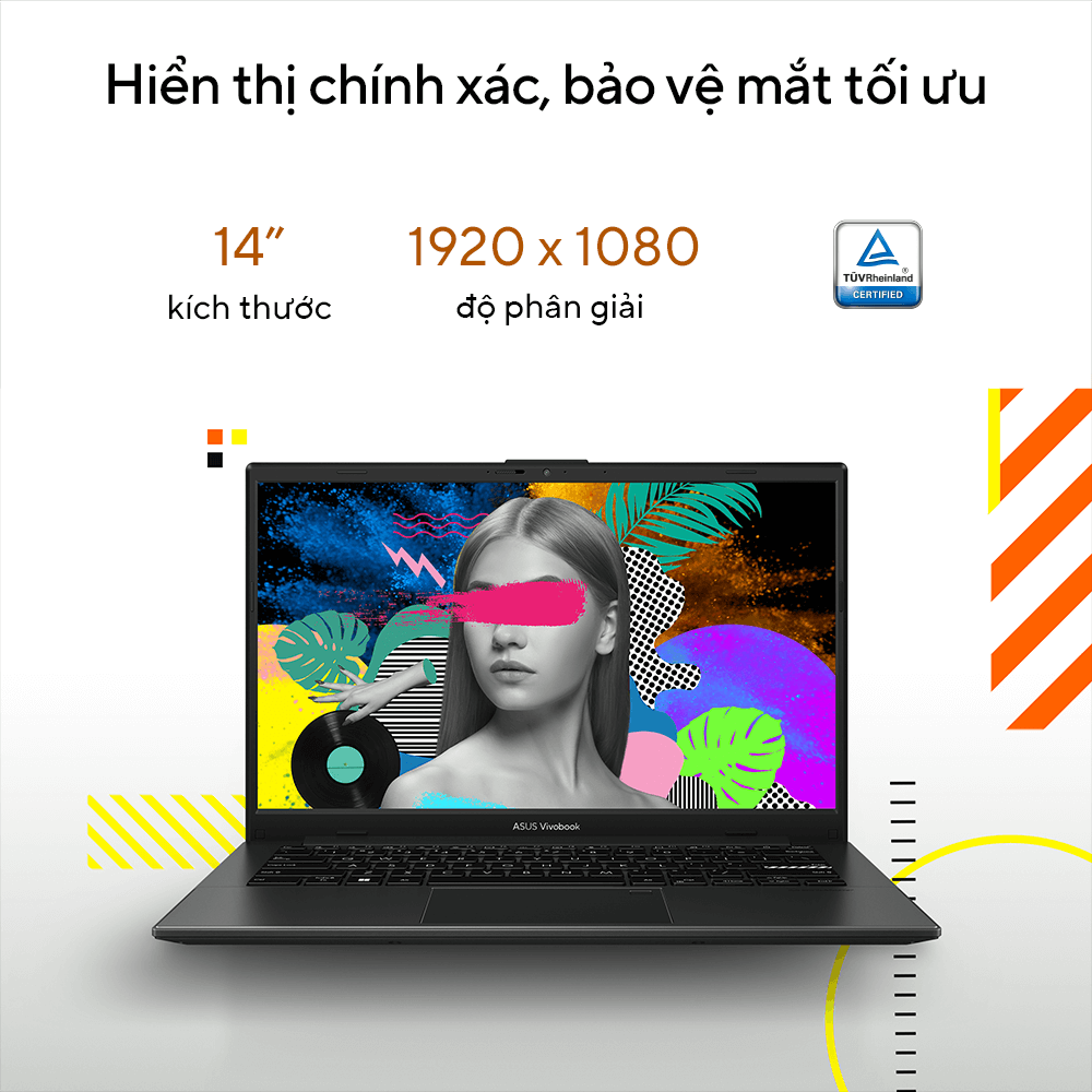 ASUS VivoBook Go 14 E1404FA-NK177W màn hình 14 inch hiển thị chính xác giúp bảo vệ mắt