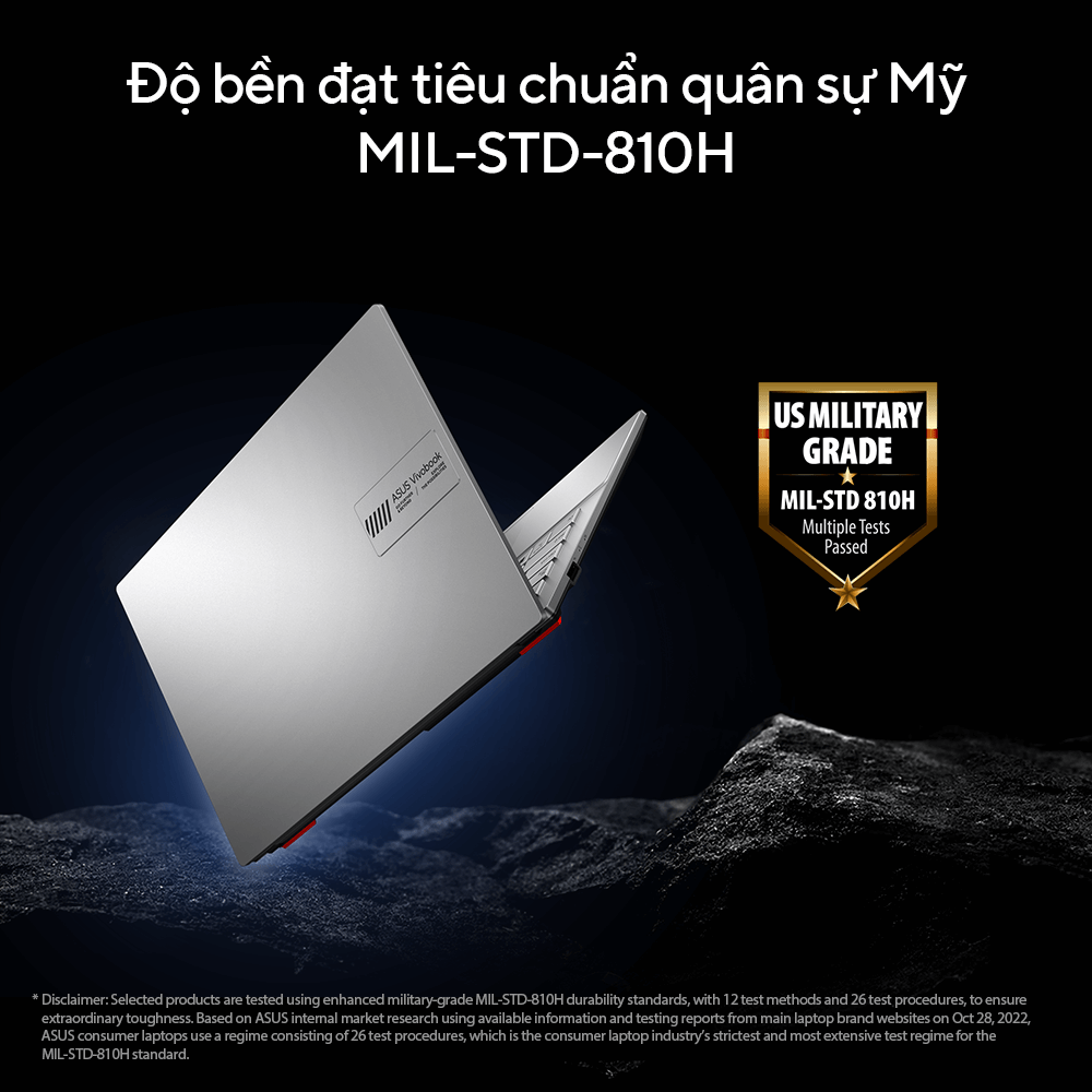 ASUS VivoBook Go 14 E1404FA-NK177W sở hữu độ bền chuẩn quân đội