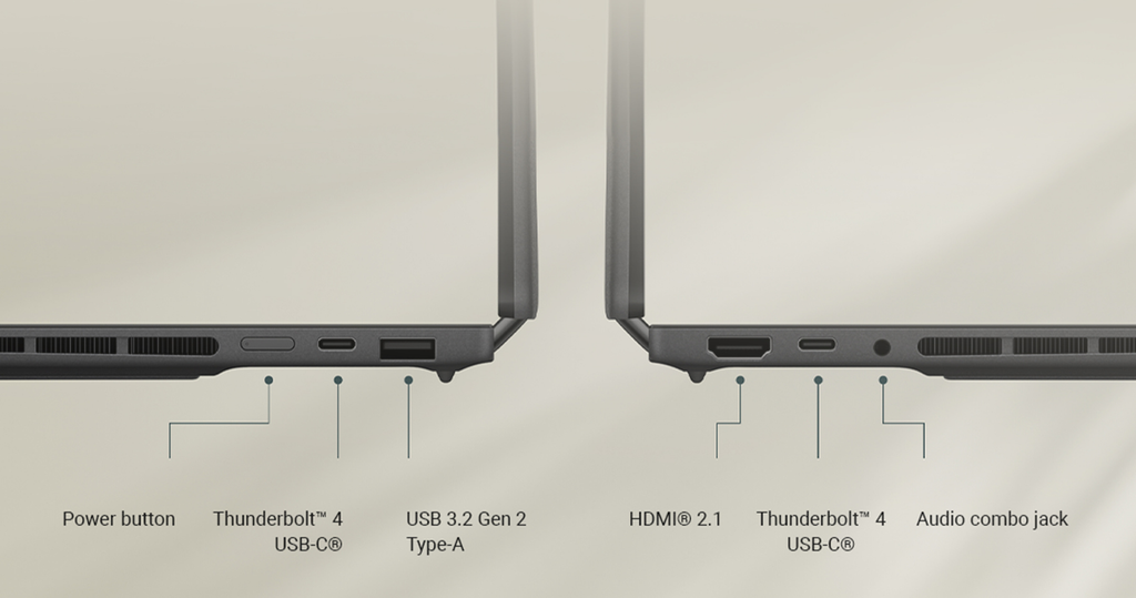 laptop asus zenbook duo ux8407aa sn439ws cổng kết nối
