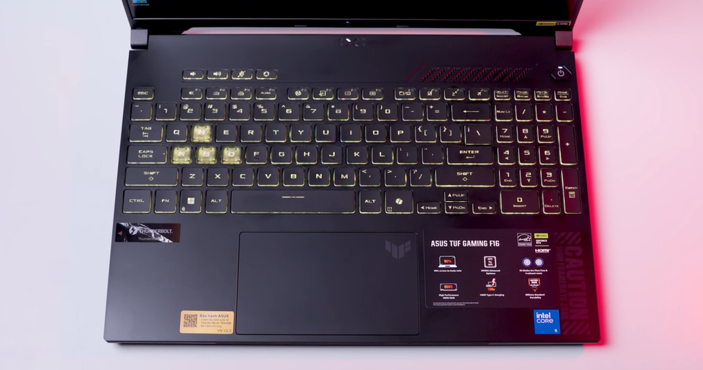 laptop gaming asus tuf f16 fx607vjr tu320w bàn phím