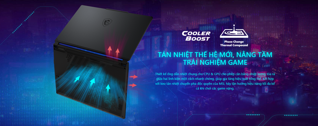 laptop gaming msi cyborg 15 black edition a13veo 2610vn công nghệ tản nhiệt