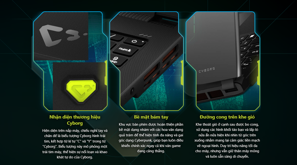 Thiết kế nổi bật laptop gaming msi cyborg 15 max c13wf 421vn