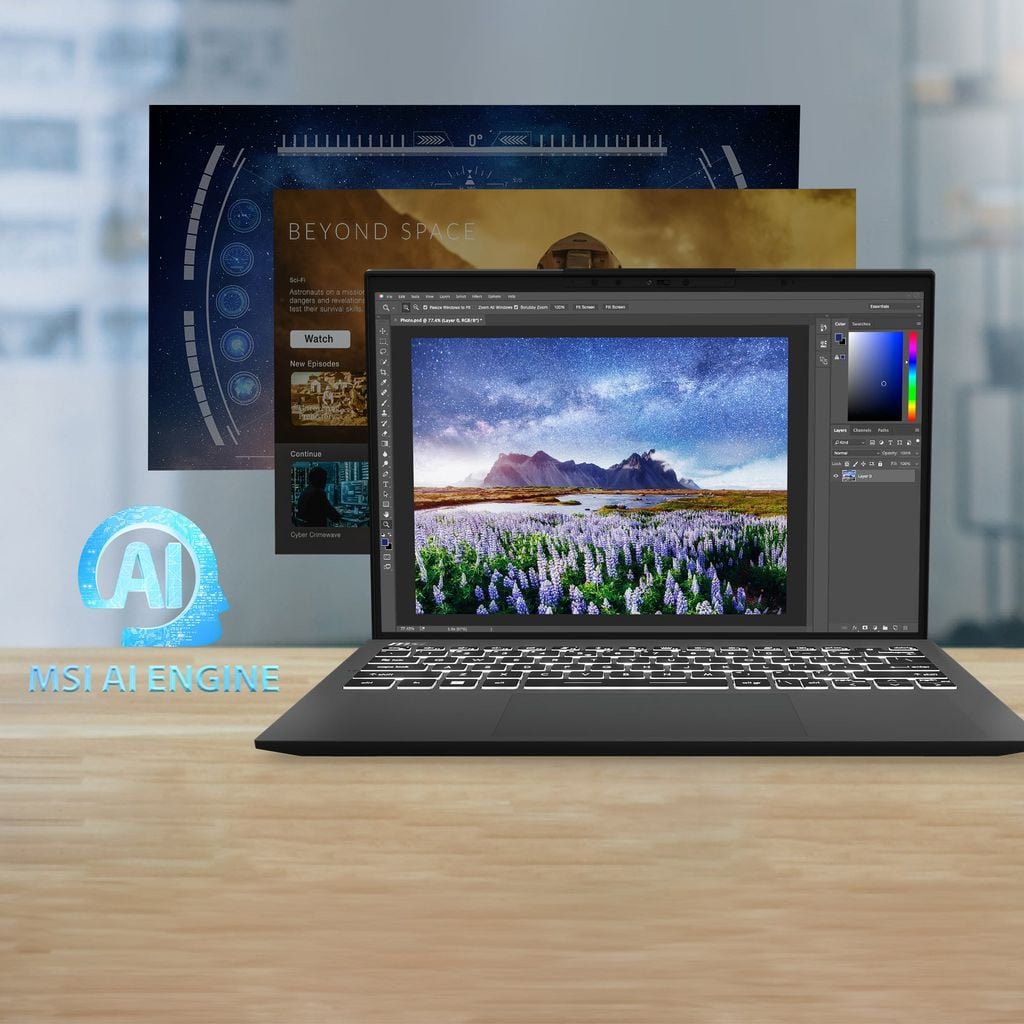 Laptop MSI Prestige 13 AI Evo A1MG 240VN tích hợp AI giúp tối ưu hóa hiệu suất làm việc