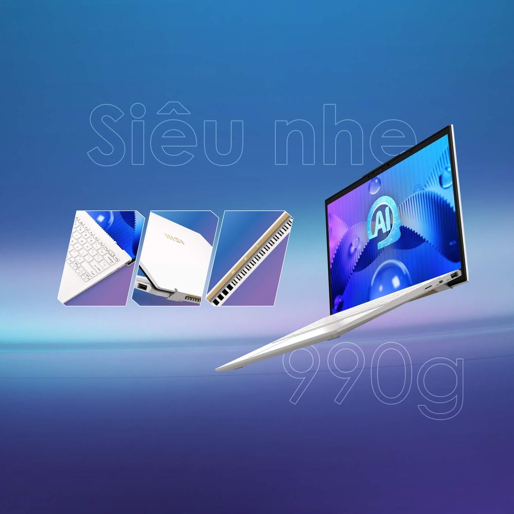 MSI Prestige 13 AI Evo A1MG 240VN thiết kế mỏng nhẹ, bền bỉ