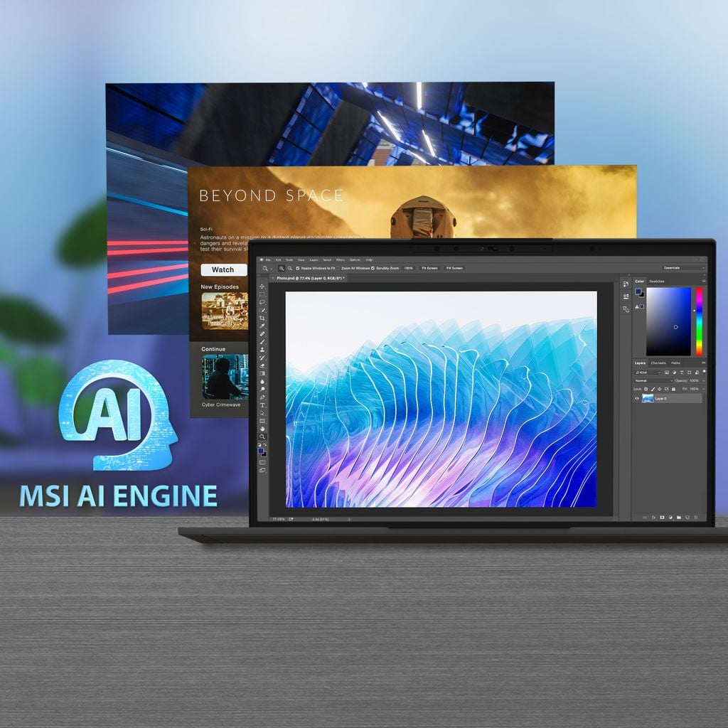 Laptop MSI Prestige 13 AI+ Evo A2VMG 040VN tích hợp nhiều tính năng AI trên laptop