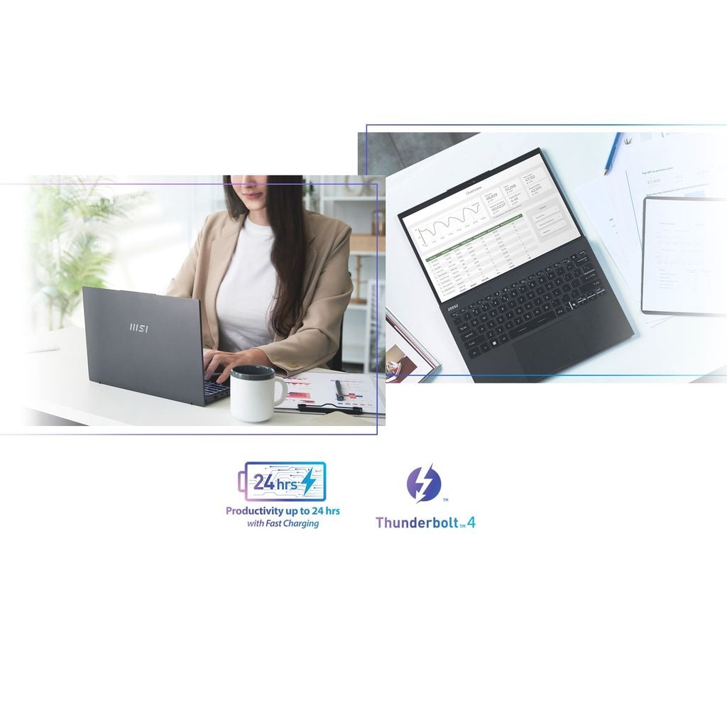 Laptop MSI Prestige 13 AI+ Evo A2VMG 040VN tính di động cao nhờ mỏng nhẹ, pin lâu