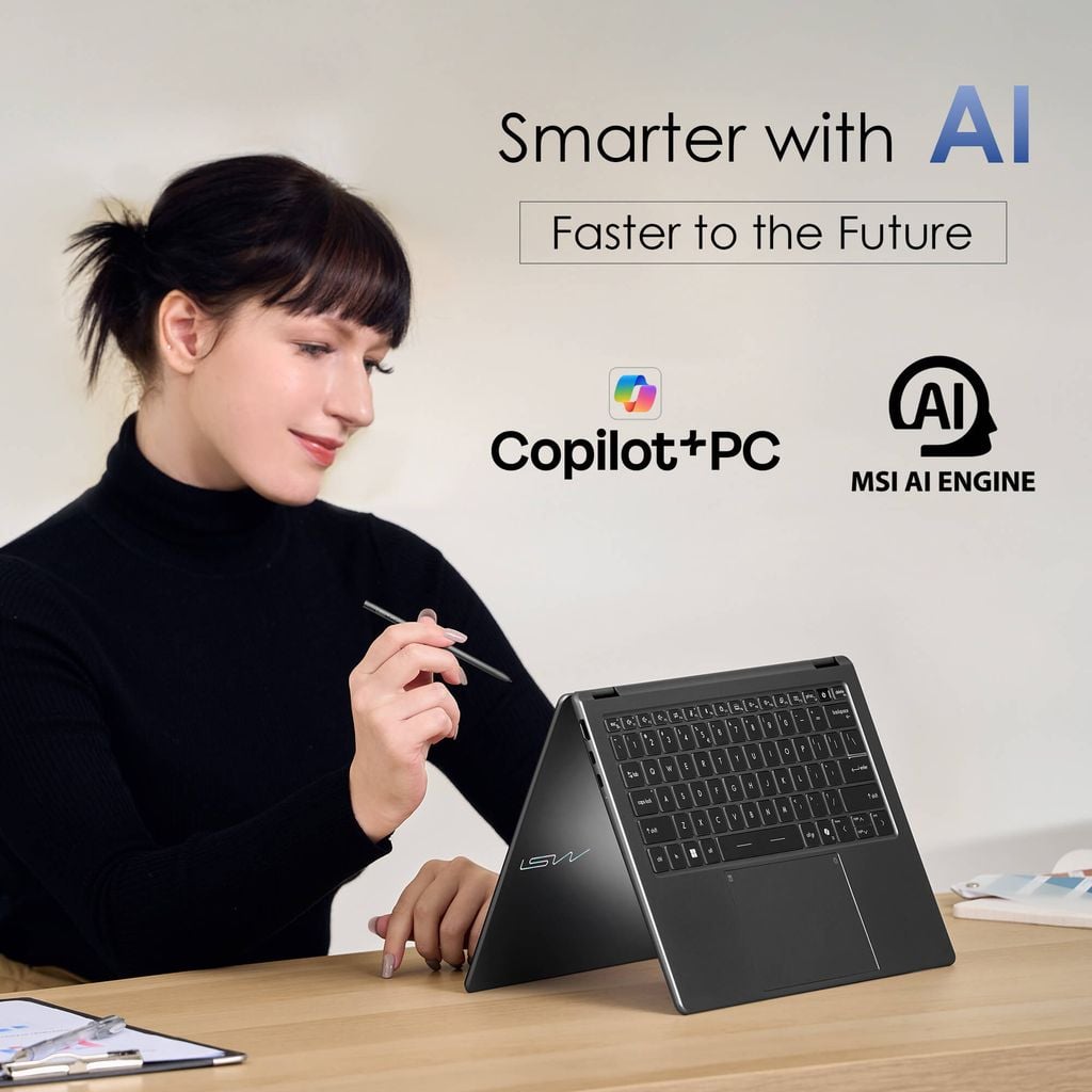 Copilot AI được trang bị trên MSI Prestige 14 Flip AI+ D3MTG-021VN giúp làm việc nhanh chóng, tiện lợi