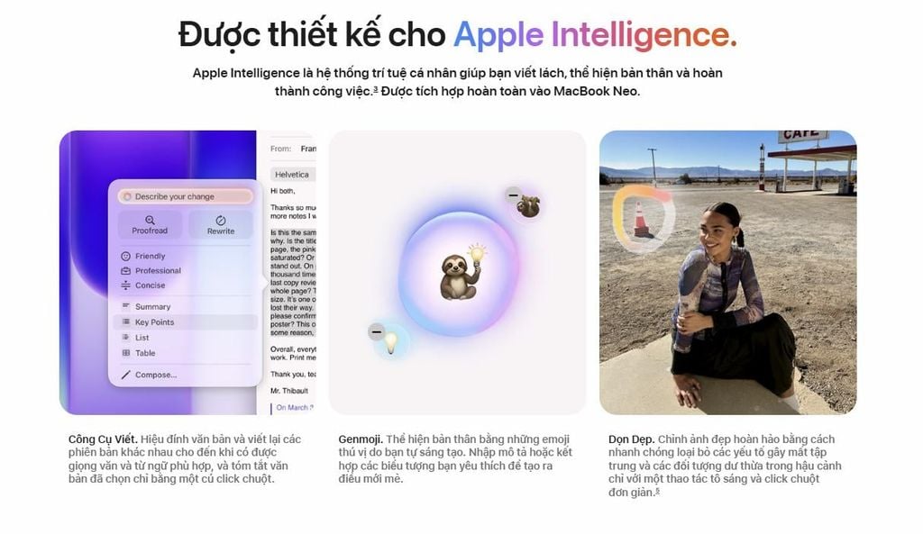 macbook neo được thiết kế theo hệ thống Apple Intelligence