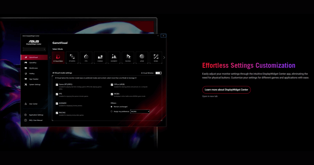 giao diện DisplayWidget Center