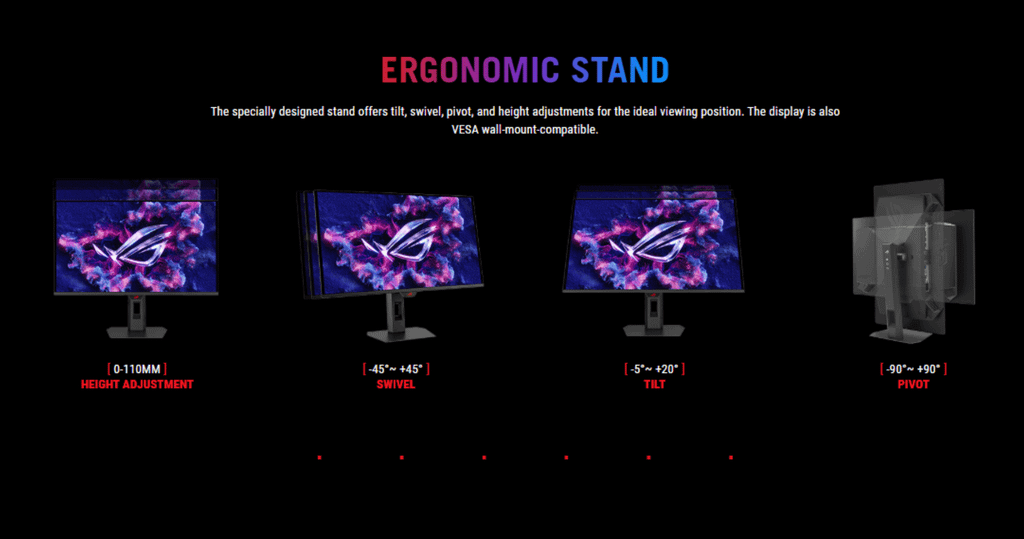 màn hình asus rog strix xg27aqdng điều chỉnh linh hoạt
