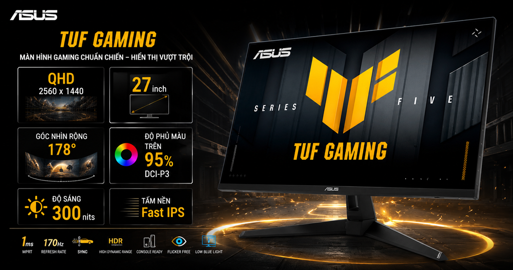 chất lượng hiển thị màn hình asus VG27AQM5A trên tấm nền Fast IPS