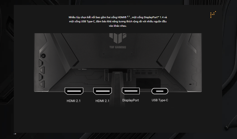 các cổng kết nối màn hình ASUS TUF GAMING VG27AQM5A